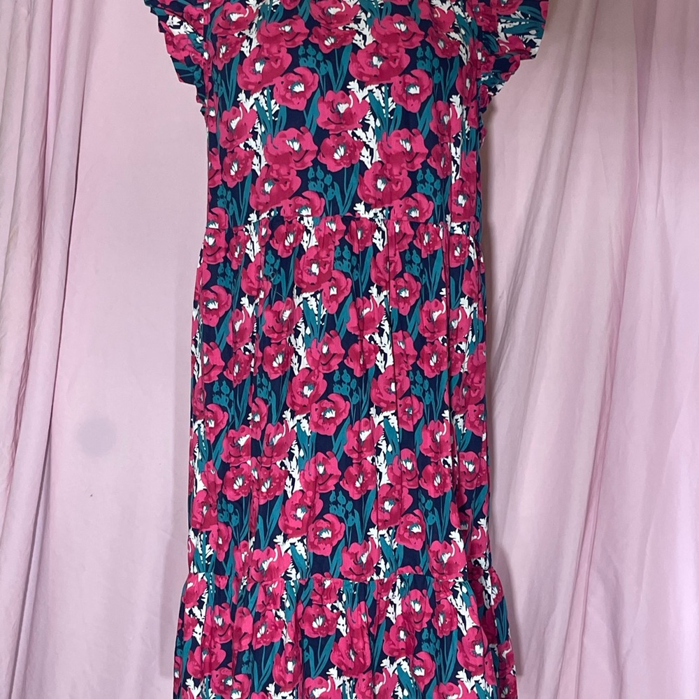 ODDY Pink and Blue Floral Casual Dress